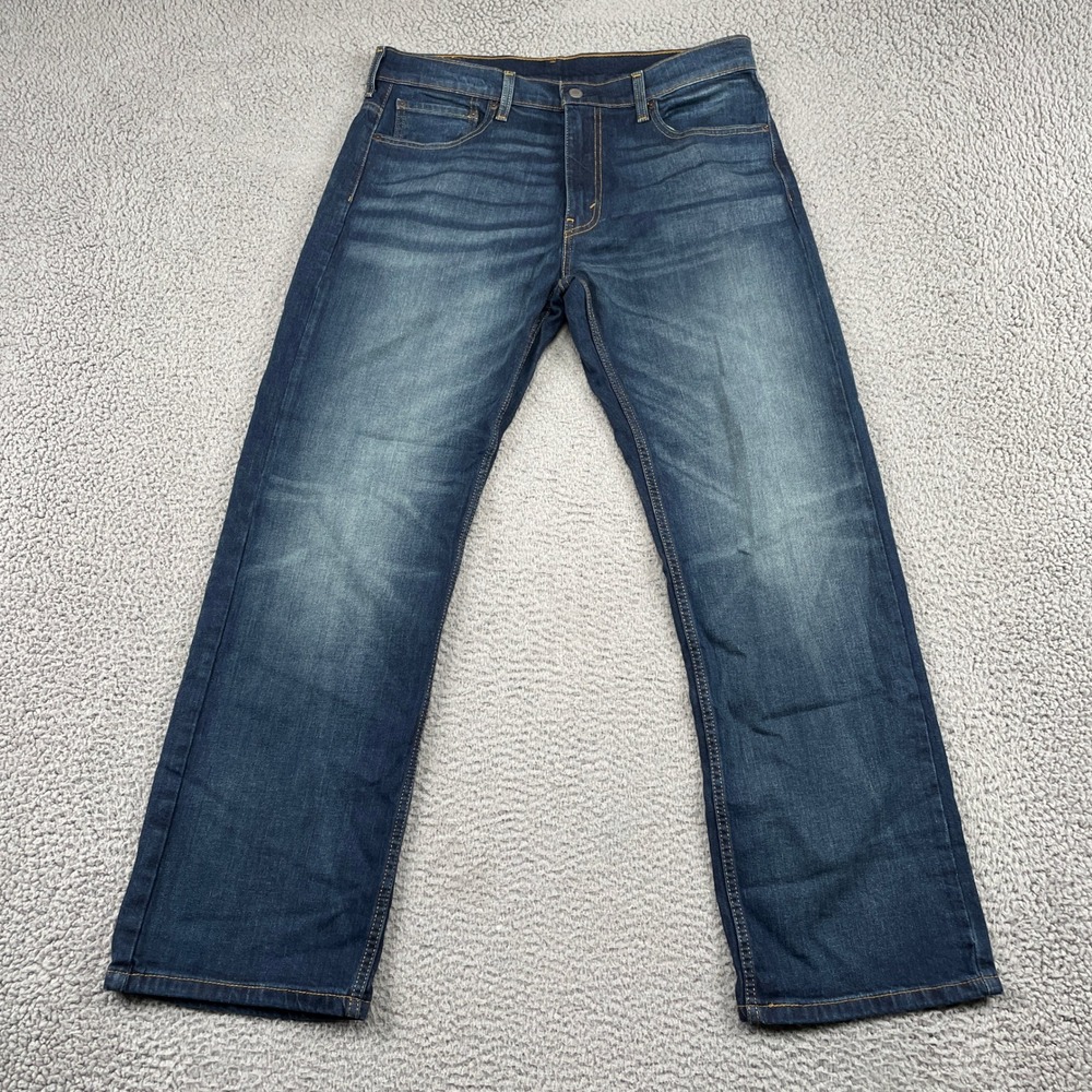 Levi 569 Jeans Mens 33x32 Blue Loose Straight Leg Stretch Denim Whisker Fade